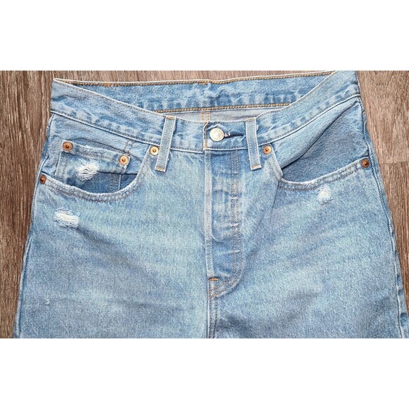 Levi's 501 Cropped Jean Athens Break Distressed Women's Size 26X26 100% Cotton - Picture 6 of 11